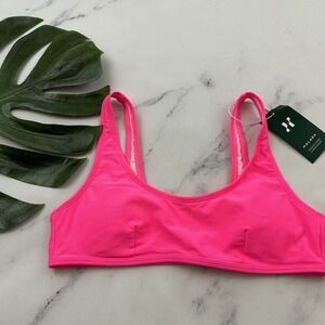 Halara Womens Sporty Bikini Swim Top Size L New Neon Pink Minimal Bright